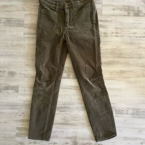 Pilcro and the Letterpress Green Corduroy High Rise Skinny